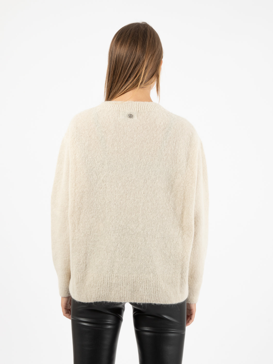 Maglione girocollo alpaca burro