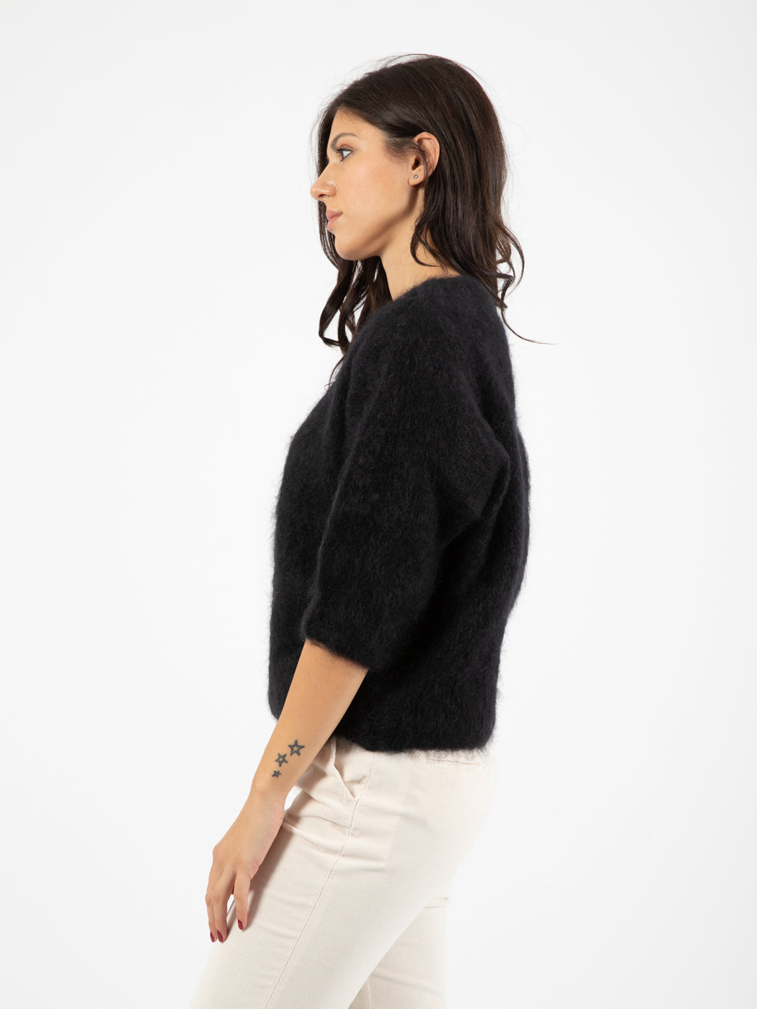 Maglione manica corta nero