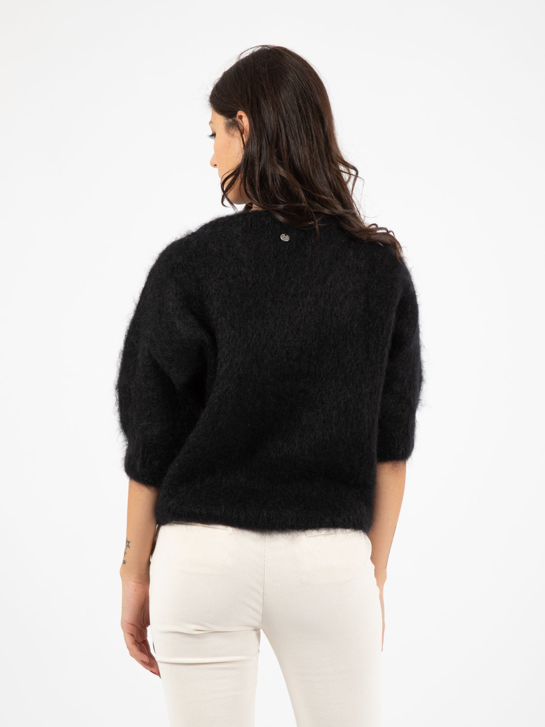 Maglione manica corta nero