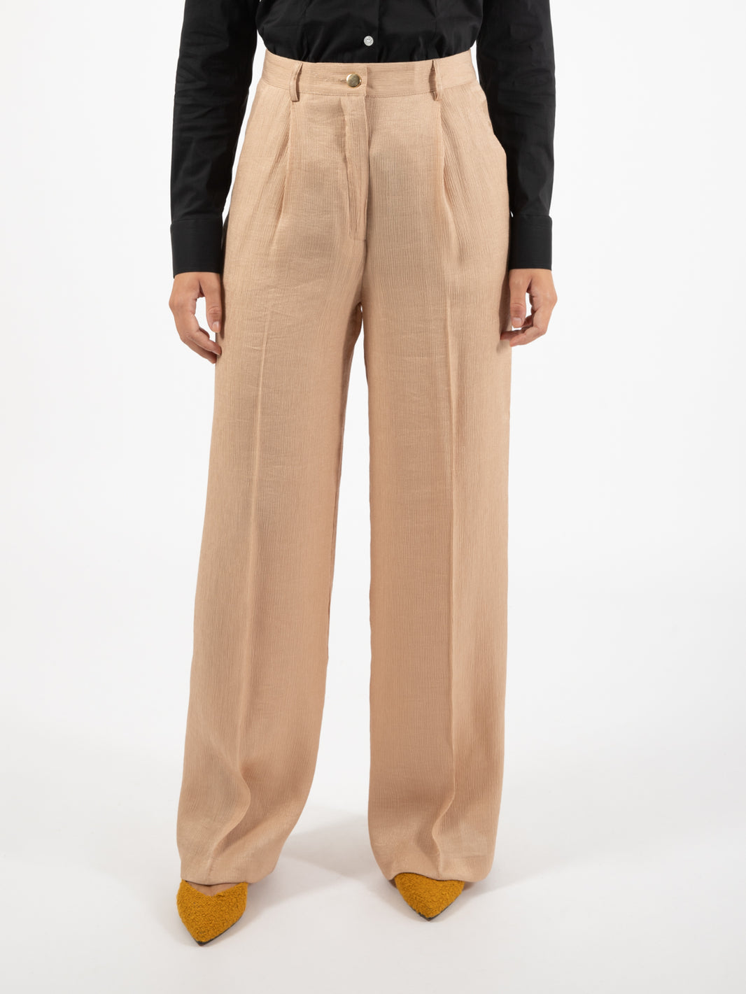 Pantaloni a palazzo beige / oro