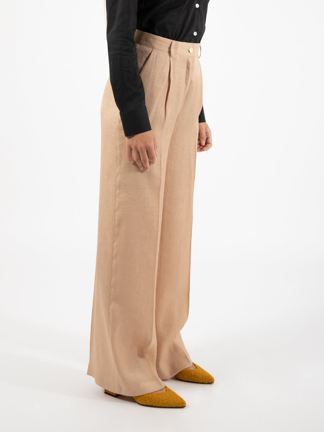 Pantaloni a palazzo beige / oro