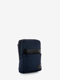 Blue fabric and leather iPad bag