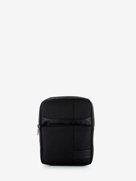 Borsello porta Ipad in tessuto e pelle nero