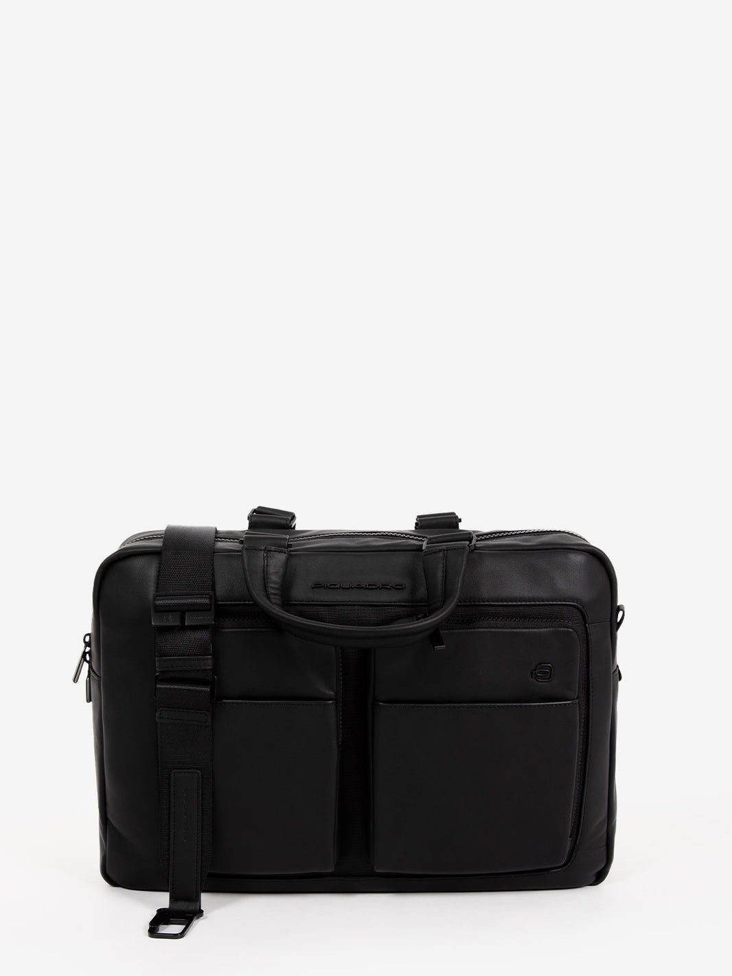 Leather briefcase and two handles notebook 15.6'' black