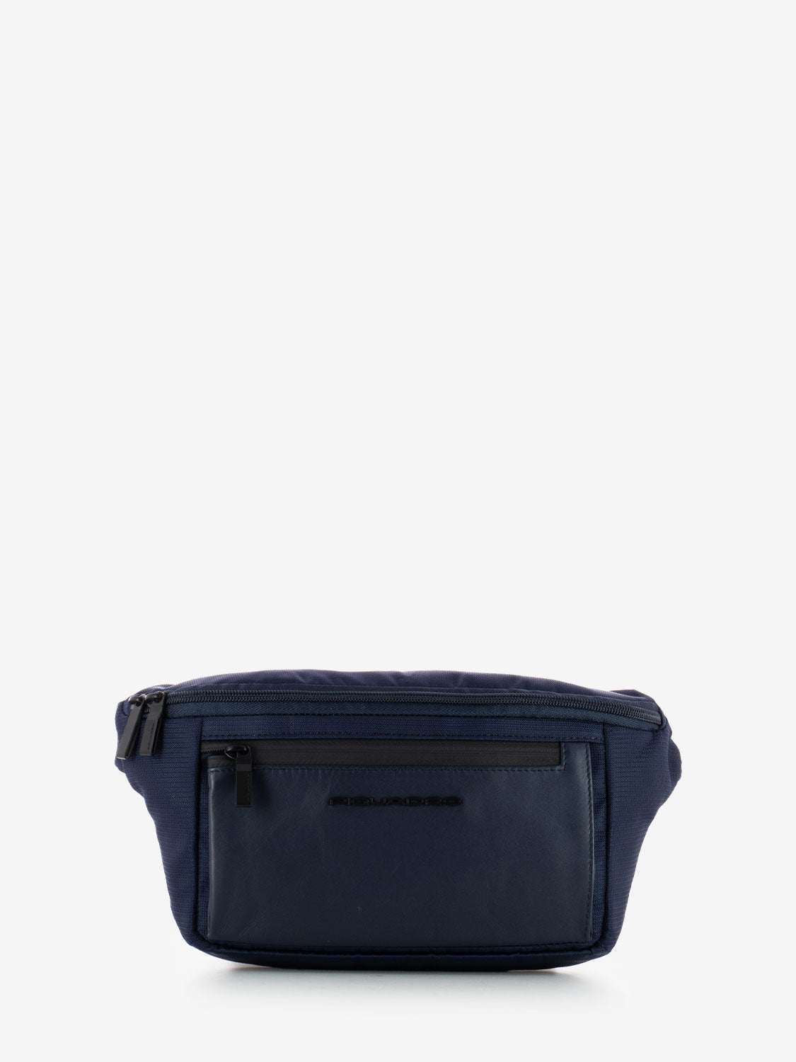 Marsupio in pelle e tessuto blu