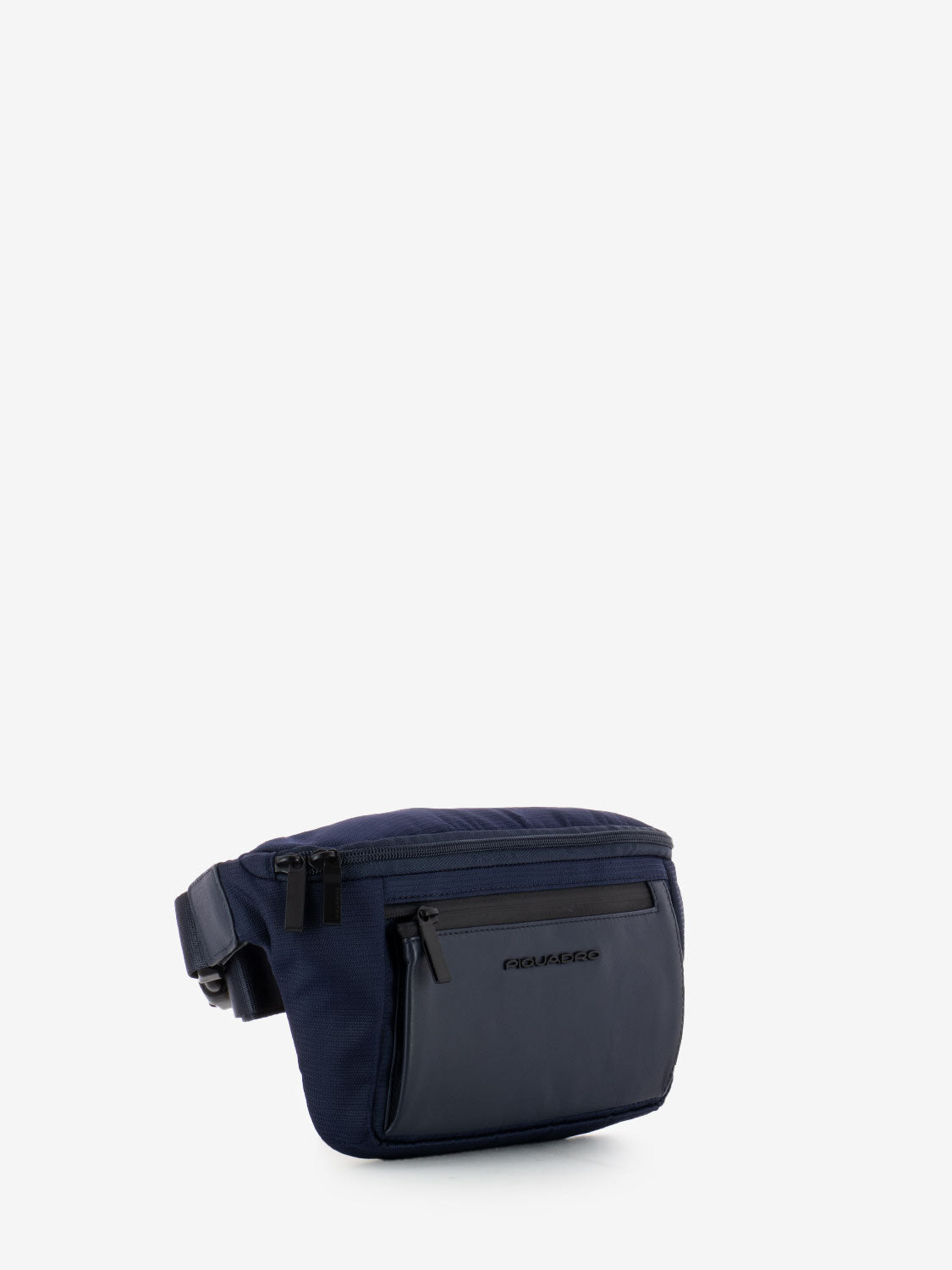 Marsupio in pelle e tessuto blu
