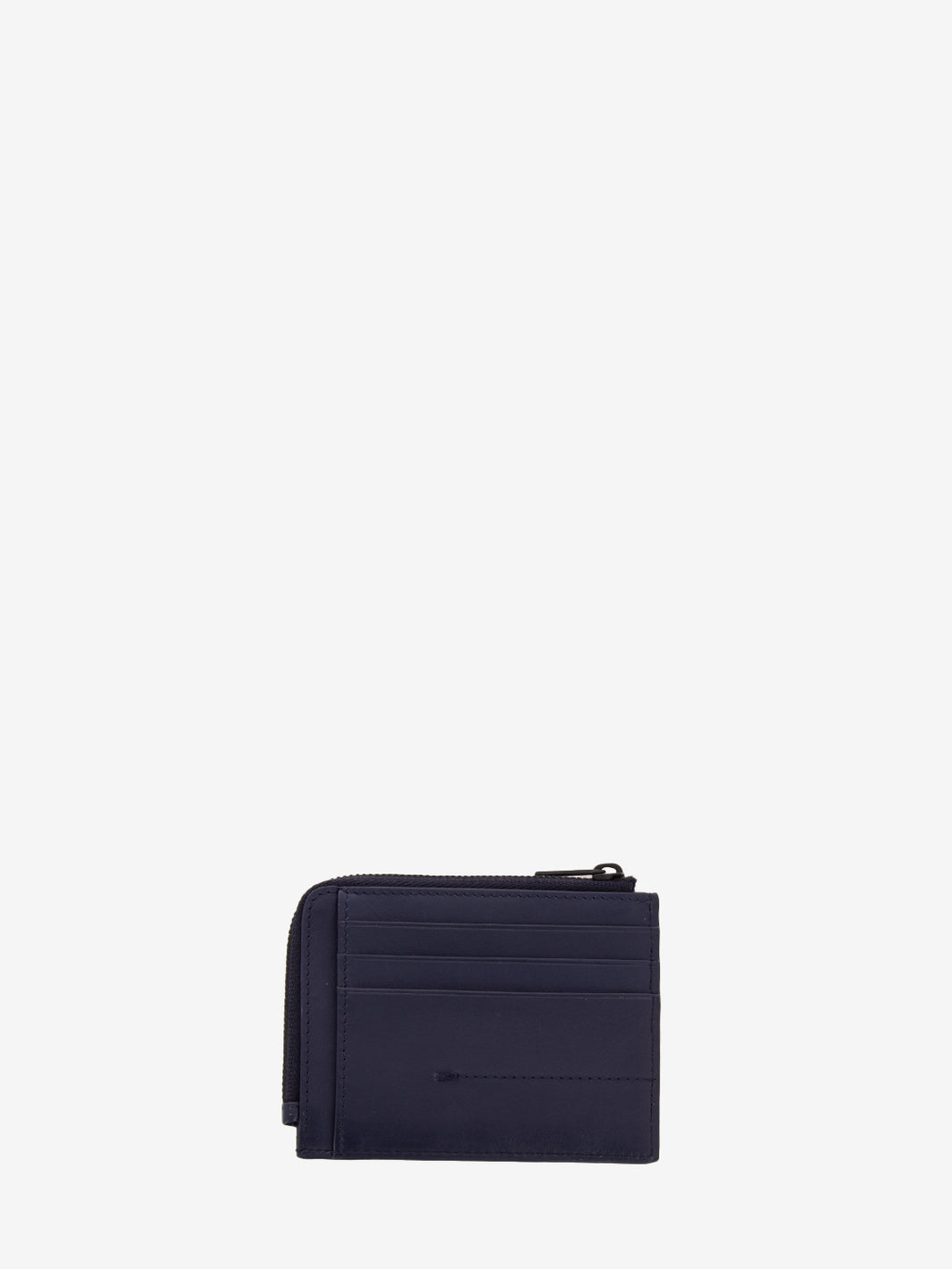 Porta carte con zip in pelle blu