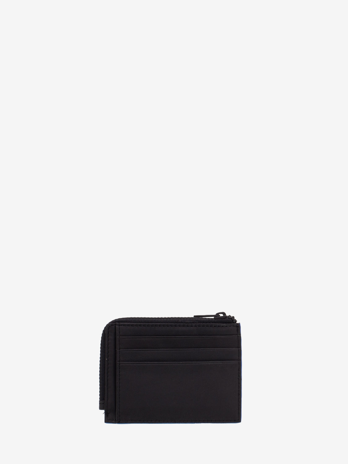 Porta carte con zip in pelle nero