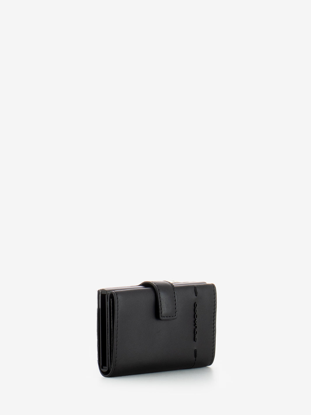 Porta carte di credito in metallo e pelle nero