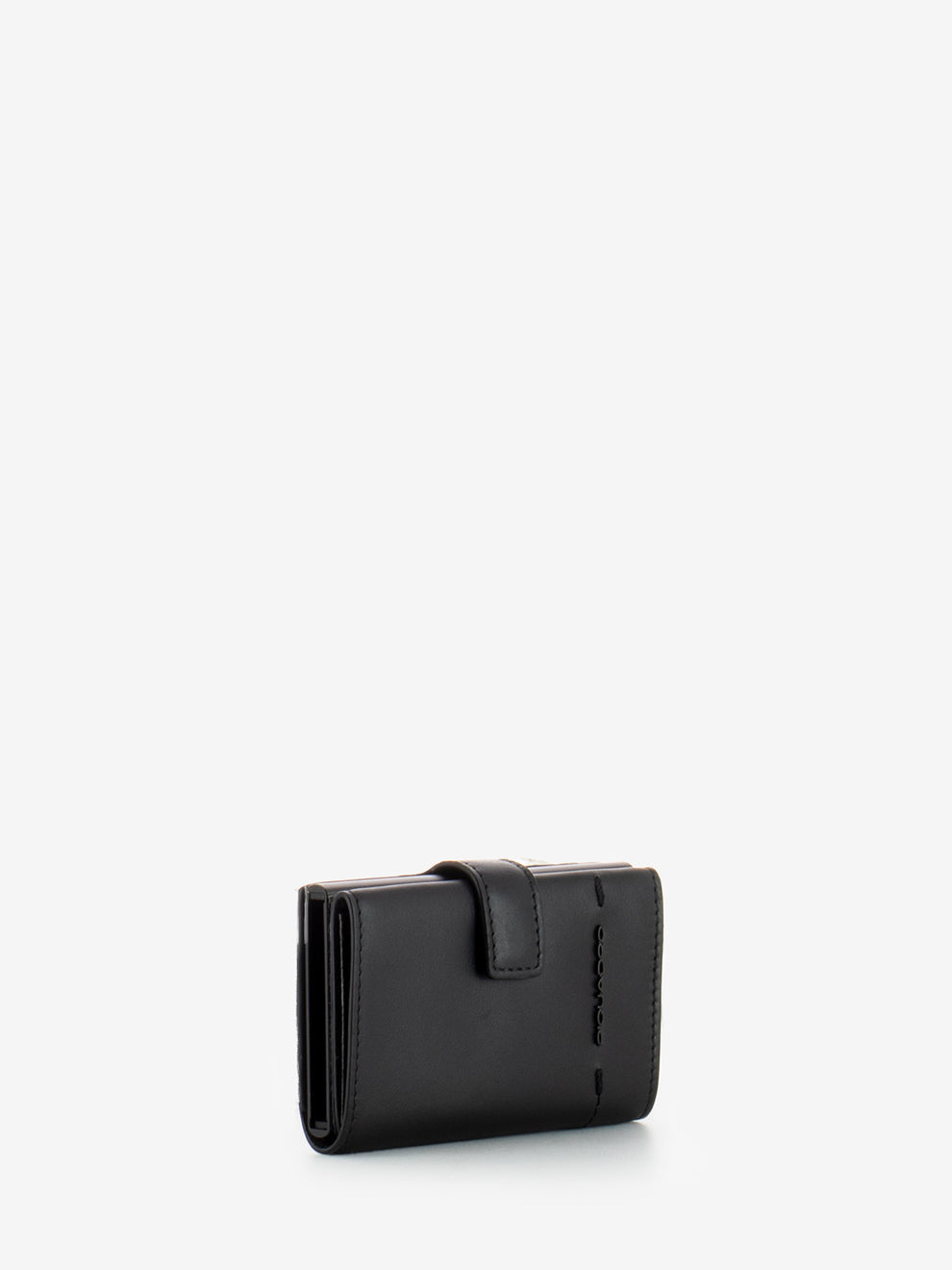 Black metal and leather credit card holder