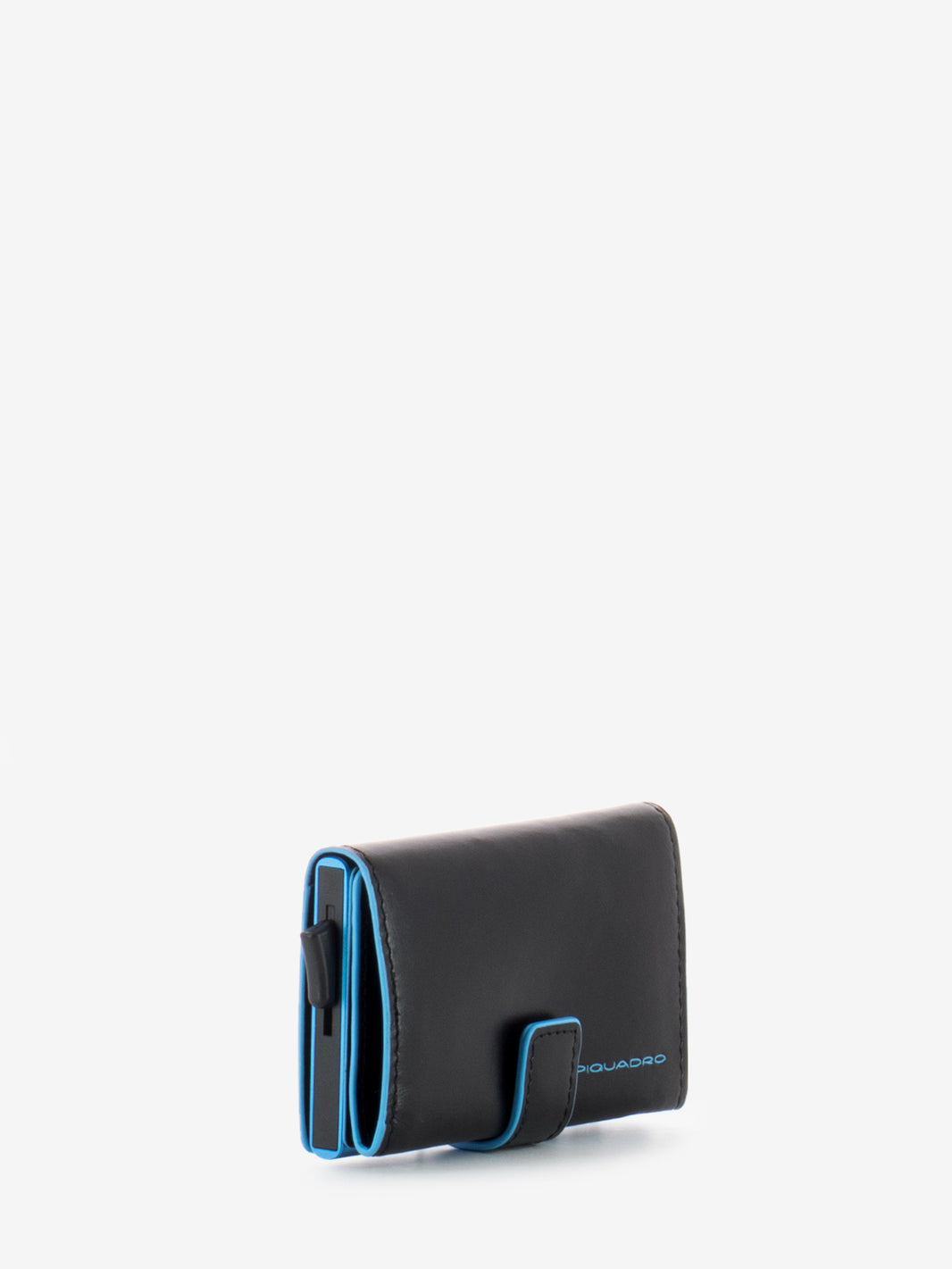 Porta carte di credito in metallo nero / blu