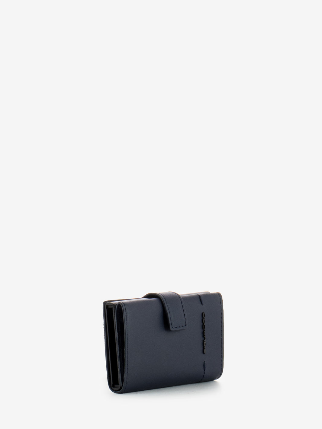 Porta carte di credito in pelle e metallo blu