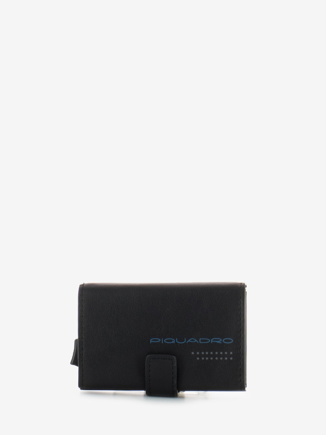 Porta carte di credito in pelle e metallo nero