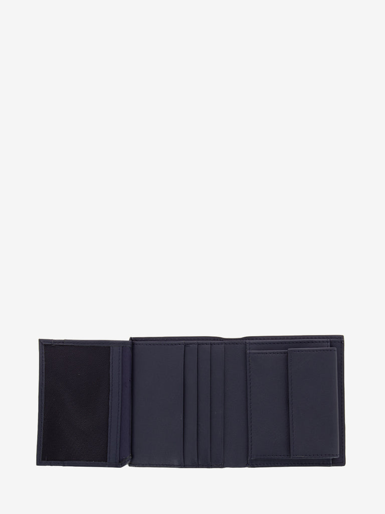 PIQUADRO - Portafoglio verticale con portamonete blu