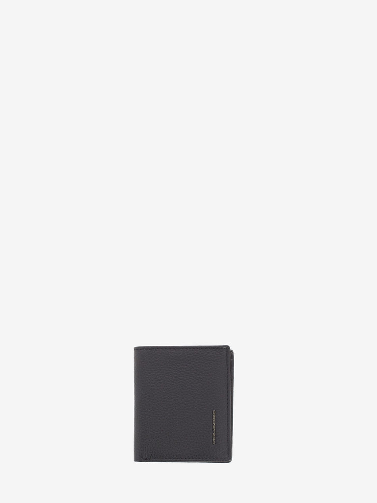 PIQUADRO - Portafoglio da uomo verticale con portamonete nero