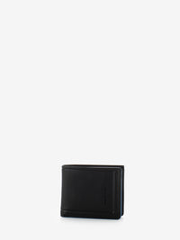 Leather wallet with coin and document holder black
