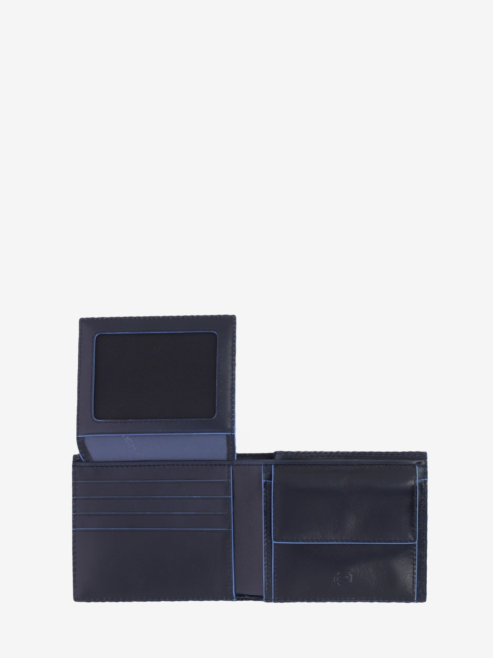 Leather wallet with blue document holder leaflet