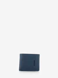 Leather wallet with coin and document holder in aviation blue
