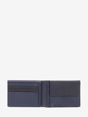 PIQUADRO - Portafoglio uomo in pelle con porta documenti blu