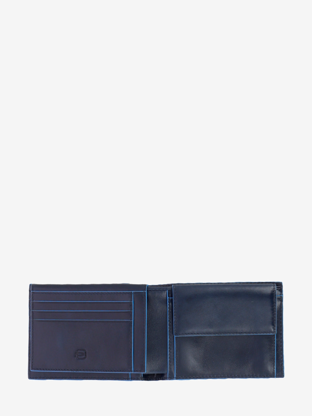 Blue flip-out wallet with document holder