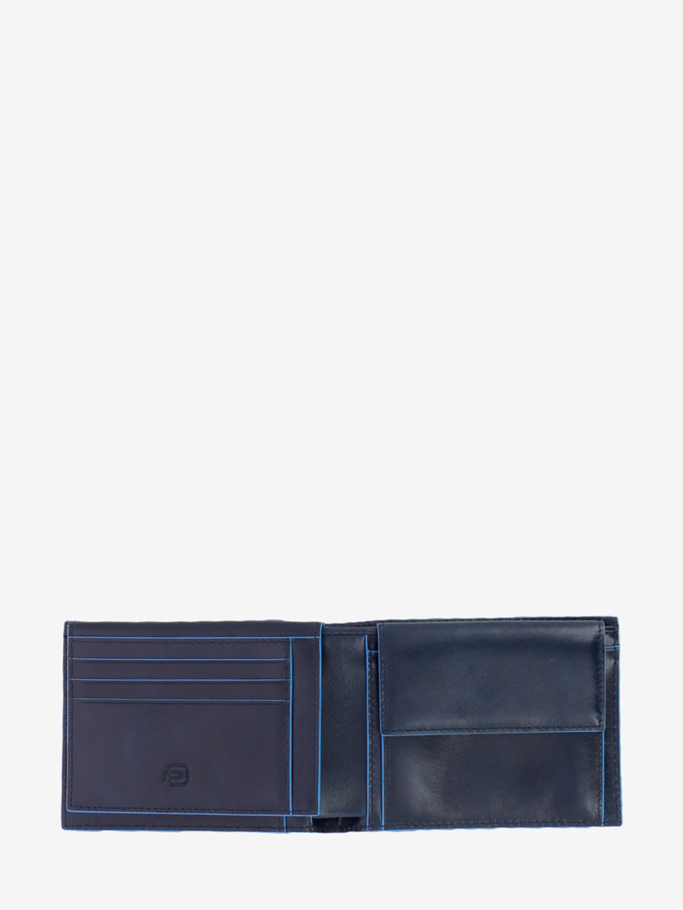 Wallet con portadocumenti a ribalta blu