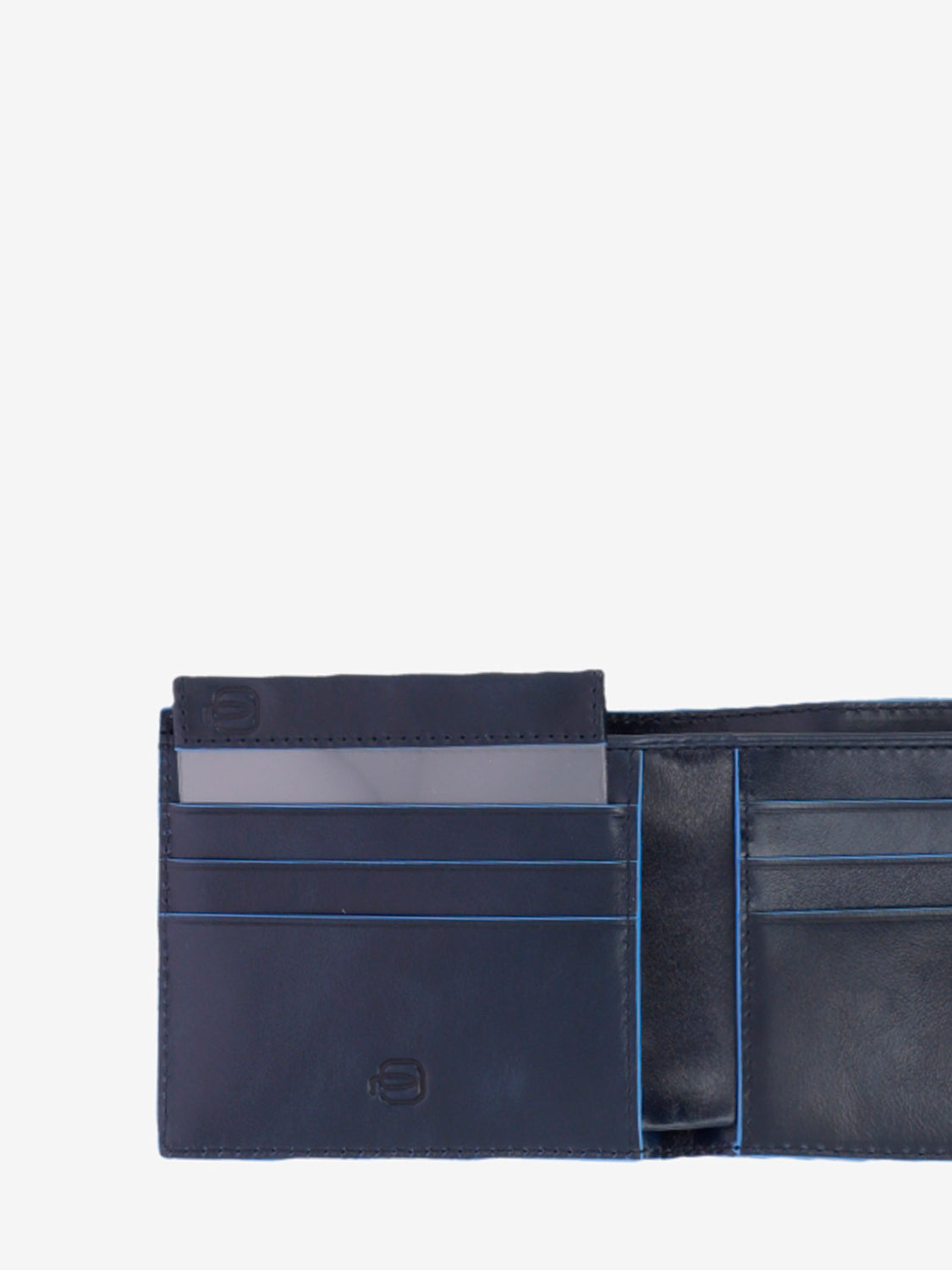 Leather wallet with removable blue document holder