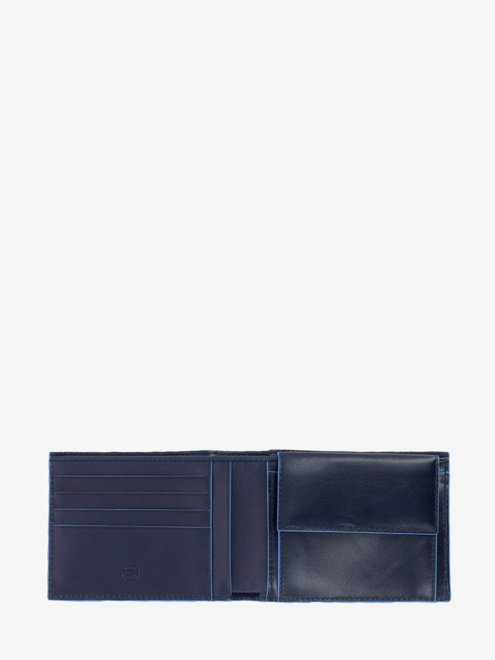 Blue leather wallet with coin pocket
