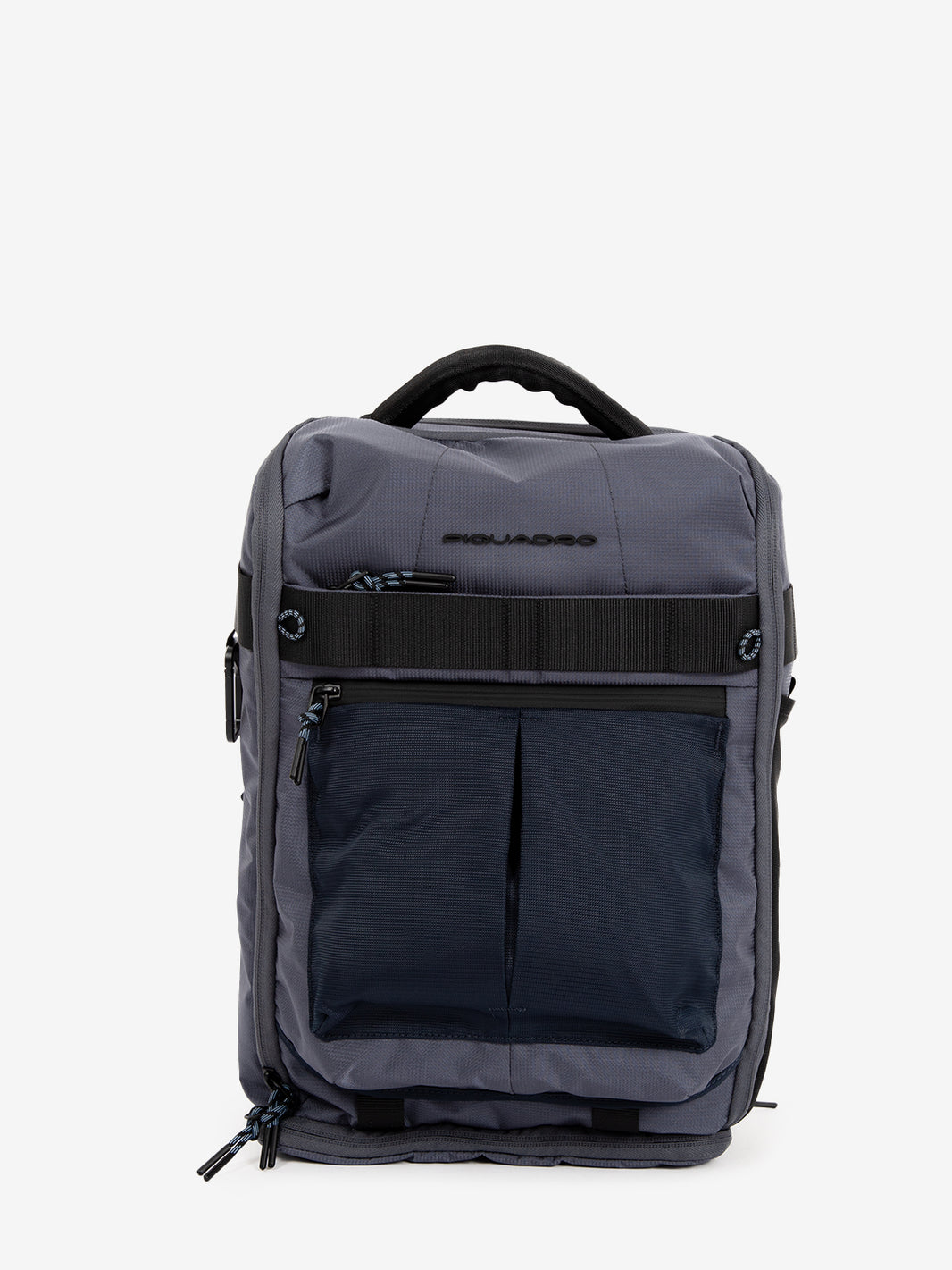 Fabric backpack for 15'' laptop, grey / blue 