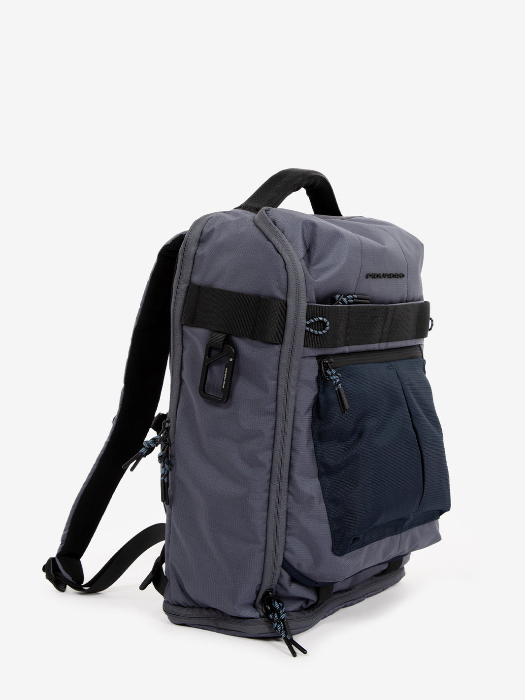 Fabric backpack for 15'' laptop, grey / blue 