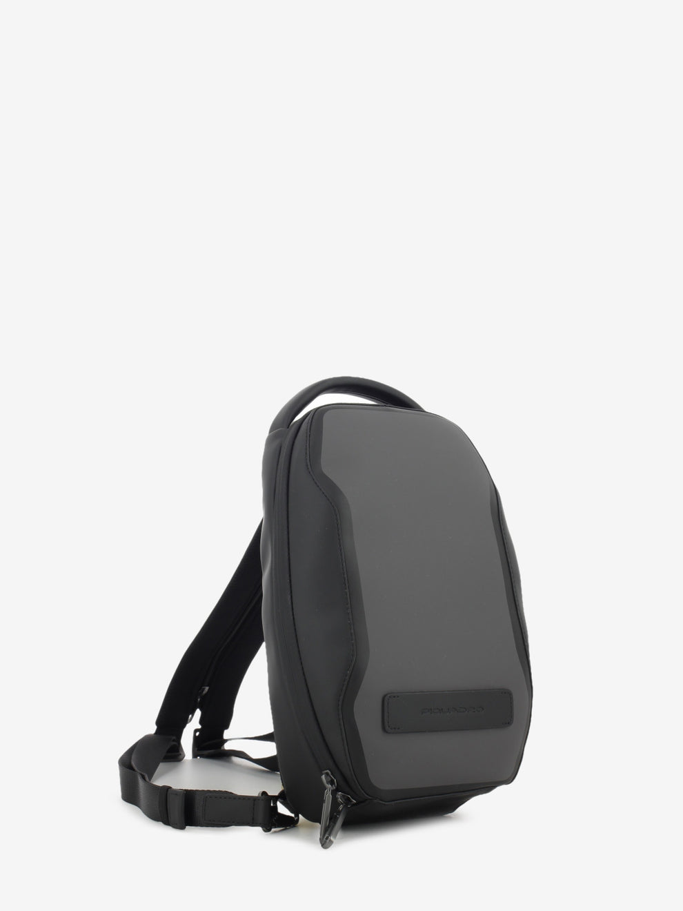 ONE-SHOULDER BAG IN BLACK RUBBERIZED FABRIC CA7150W146_N