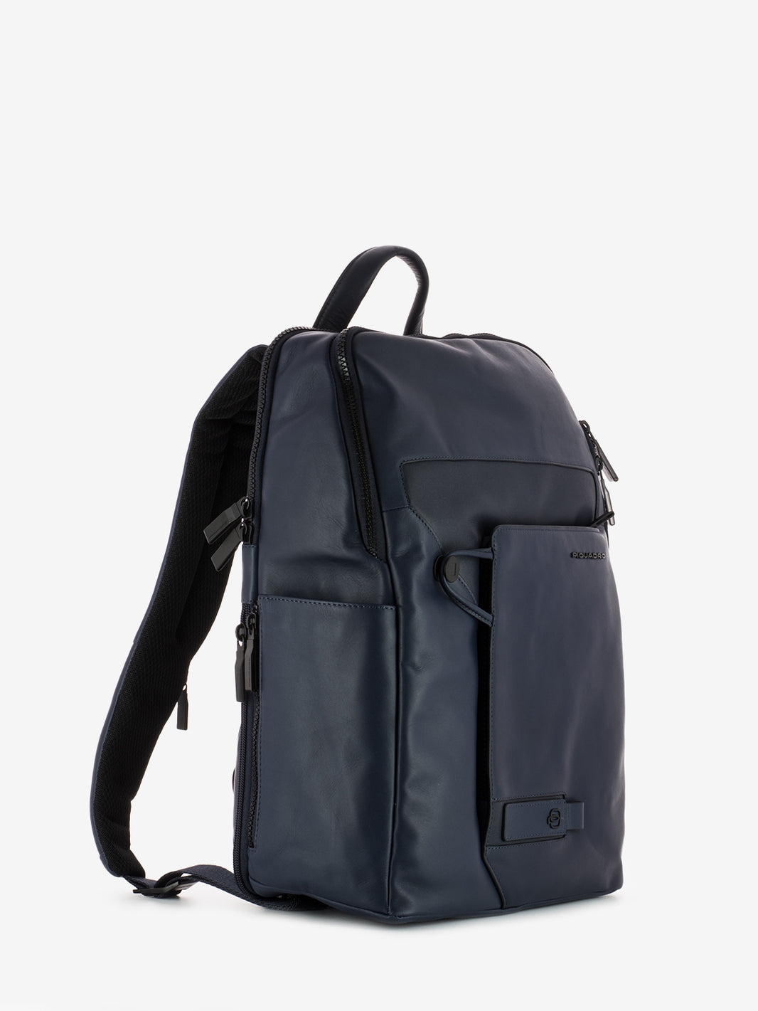 Blue leather 14'' laptop backpack 