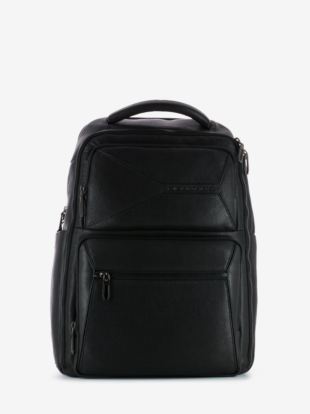 Black leather 15.6 laptop backpack