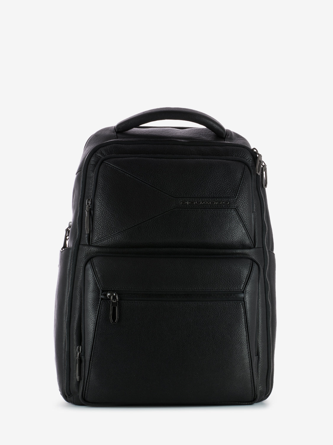 Black leather 15.6 laptop backpack