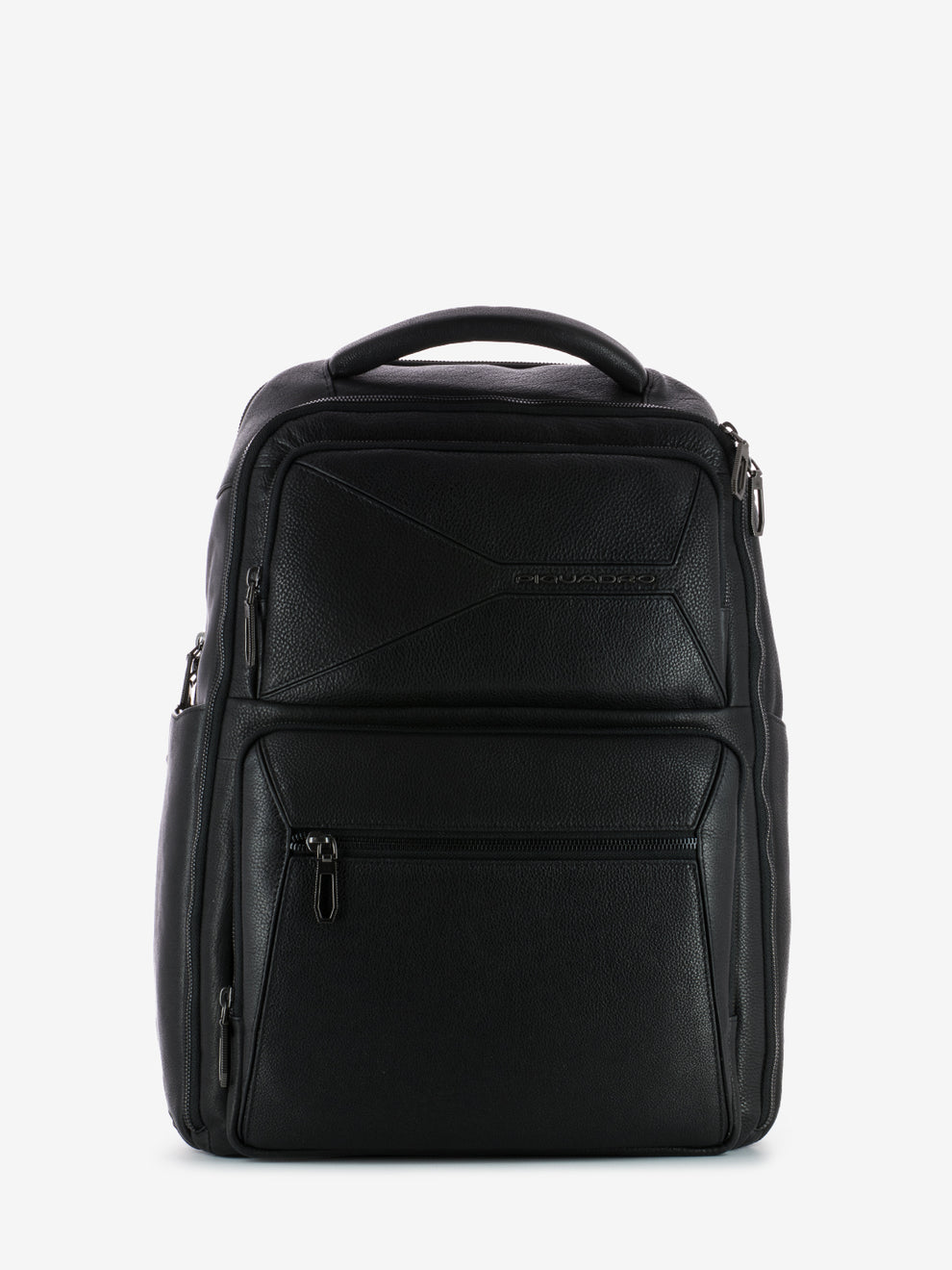 Black leather 15.6 laptop backpack