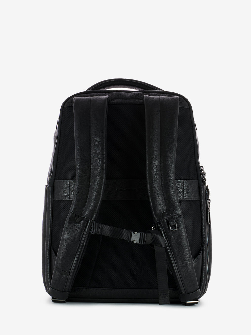 Black leather 15.6 laptop backpack