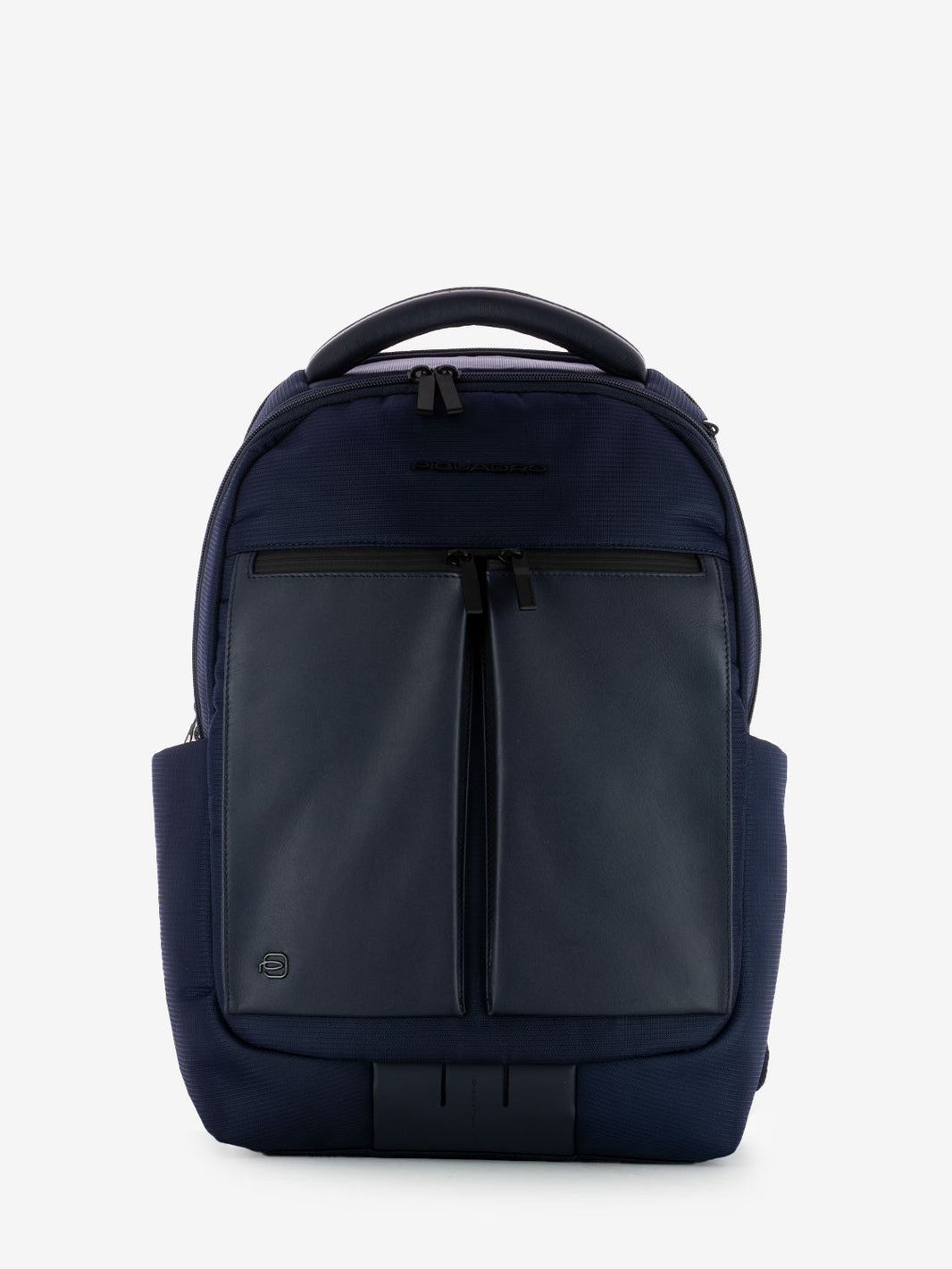 15.6 laptop backpack in blue leather and fabric