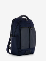 PIQUADRO - Zaino porta pc 15.6 in pelle e tessuto blu