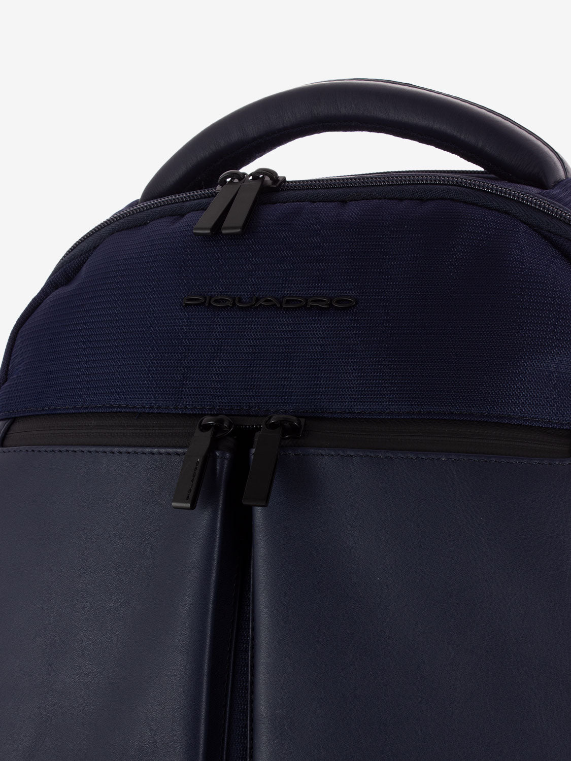15.6 laptop backpack in blue leather and fabric