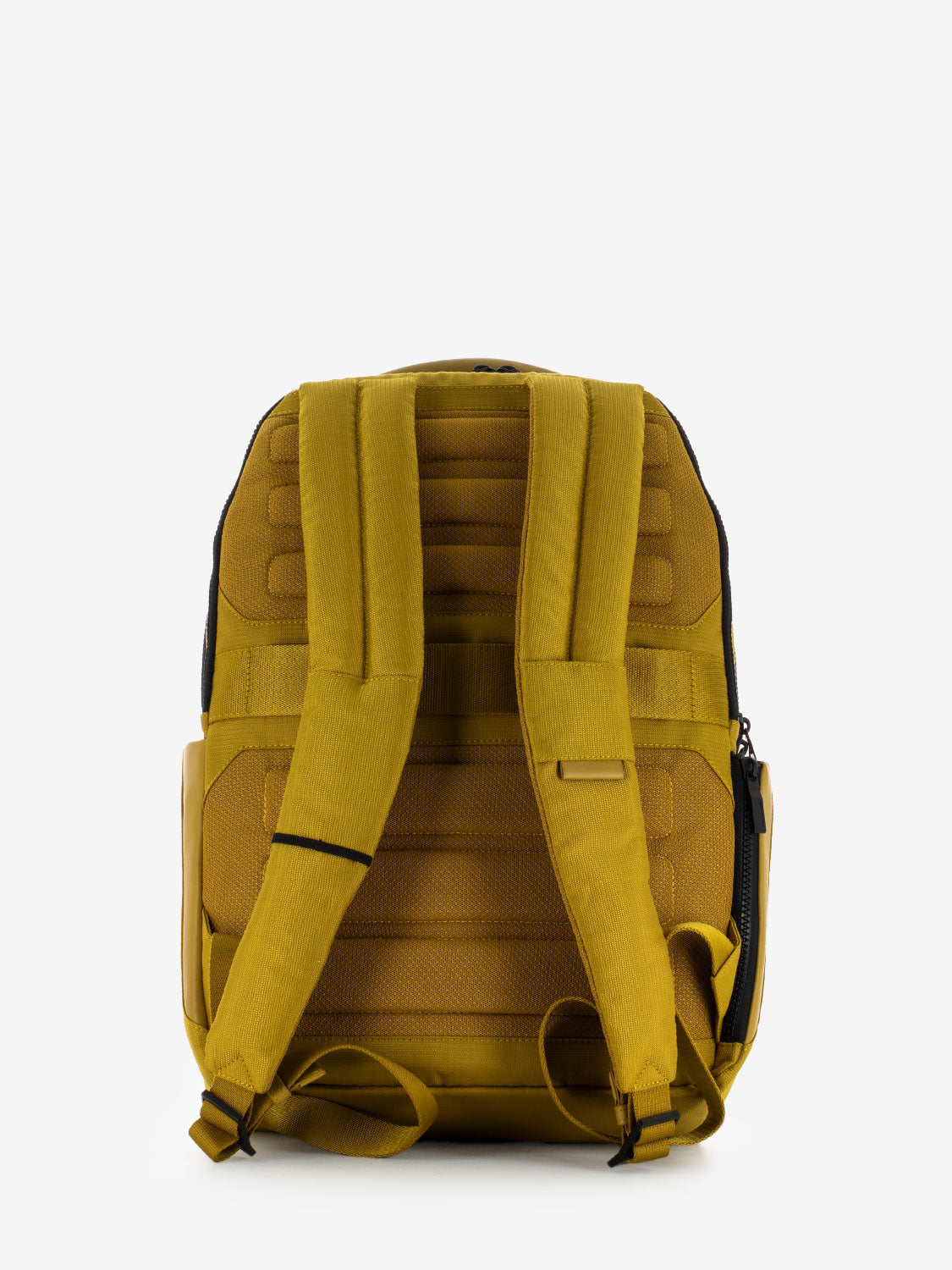 Yellow leather and fabric 15.6 laptop backpack