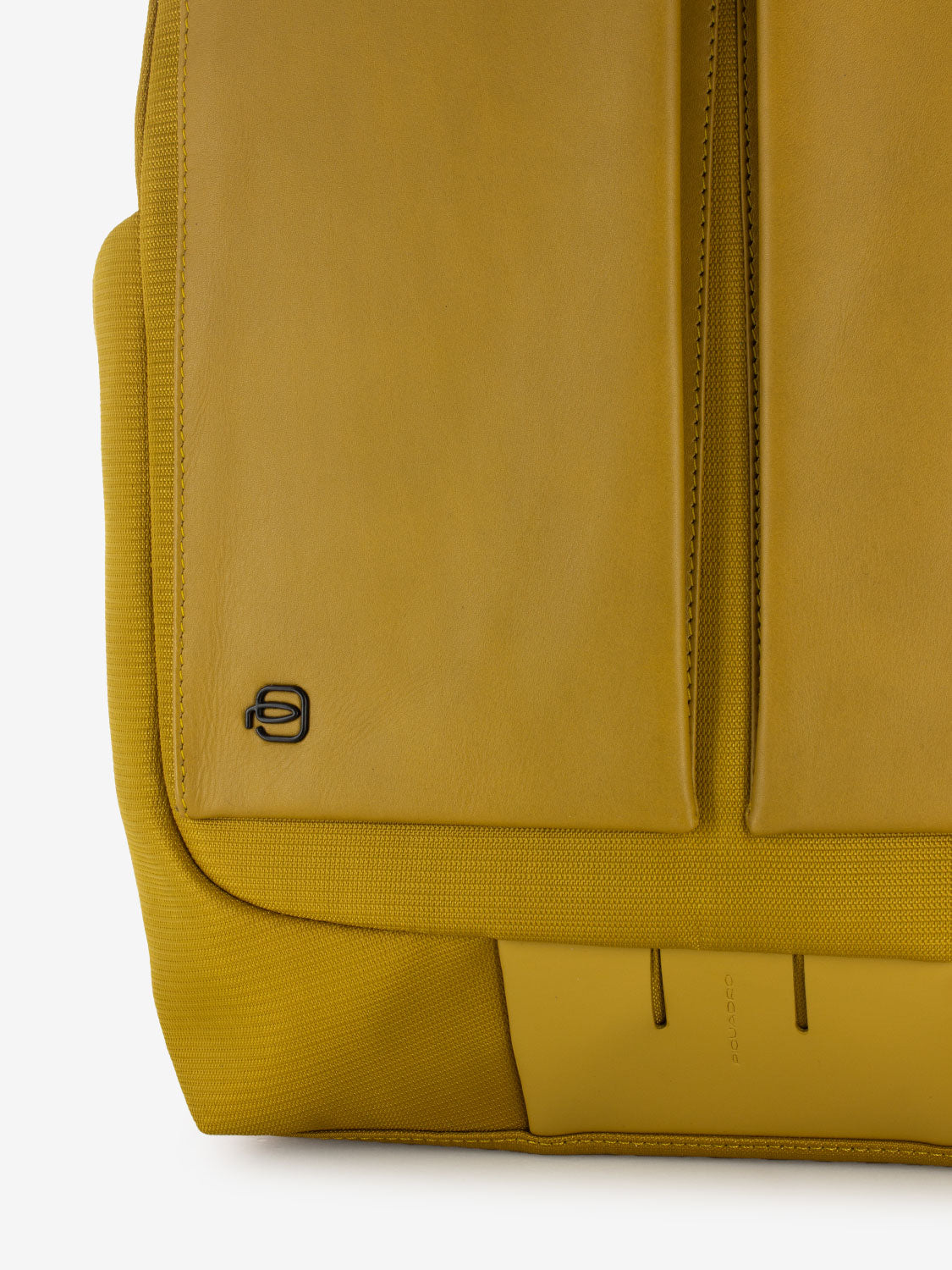 Yellow leather and fabric 15.6 laptop backpack