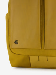 PIQUADRO - Zaino porta pc 15.6 in pelle e tessuto giallo