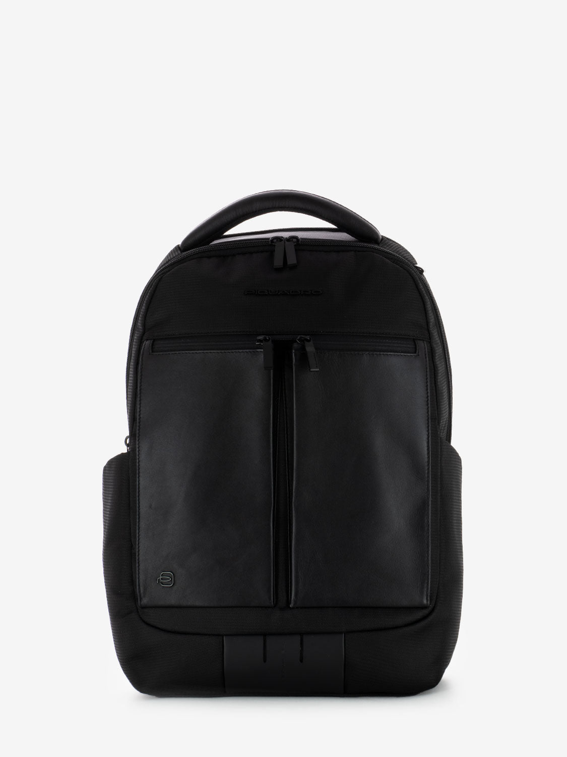 15.6 laptop backpack in black leather and fabric