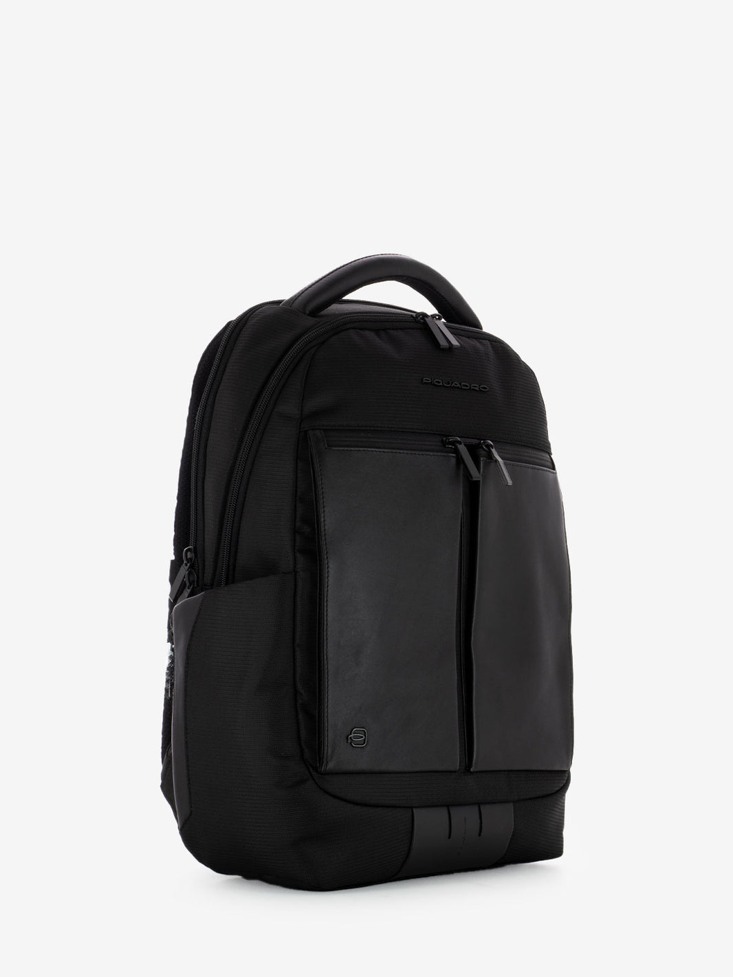 15.6 laptop backpack in black leather and fabric
