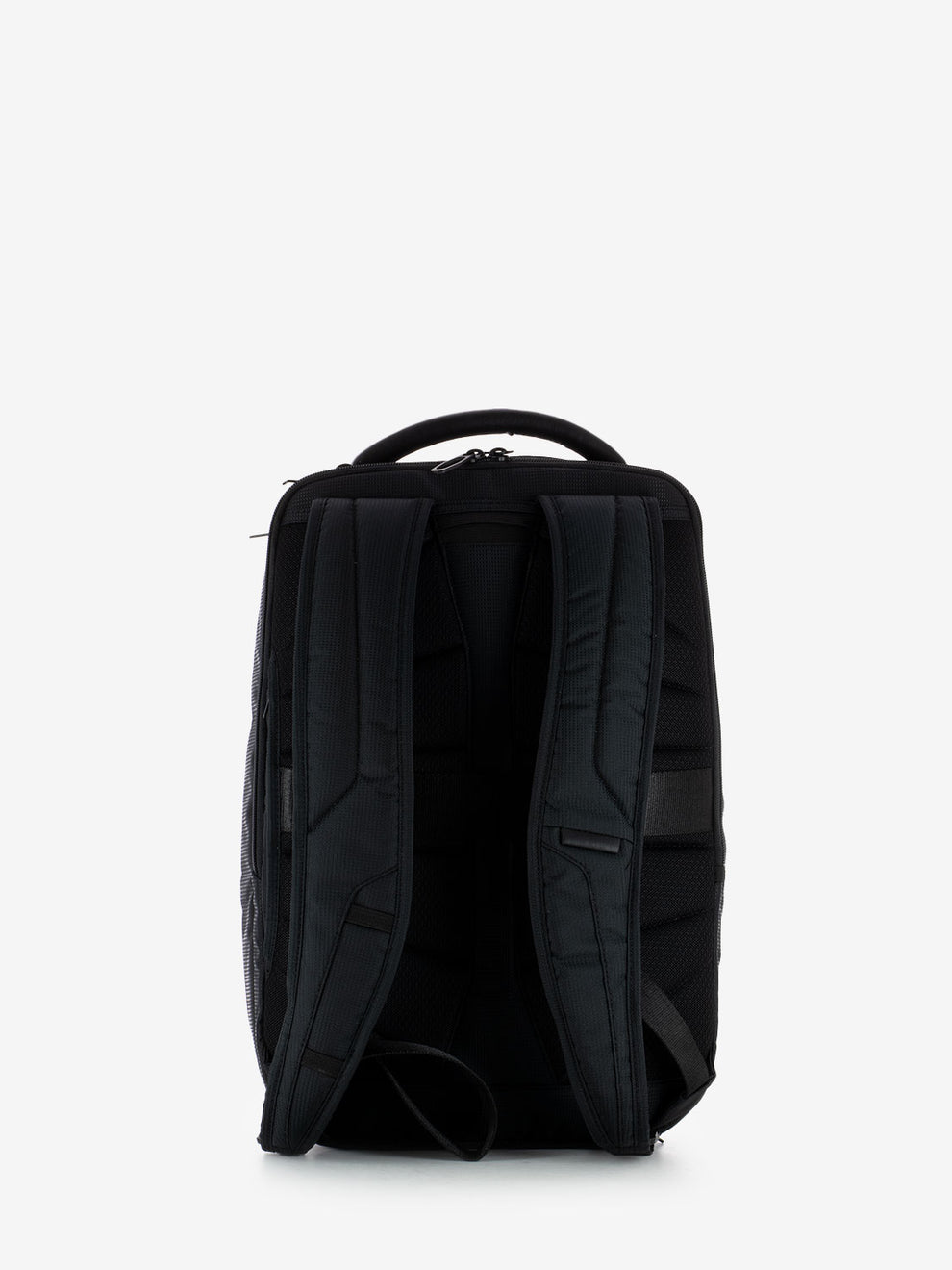 Black fabric and vegan leather laptop backpack 