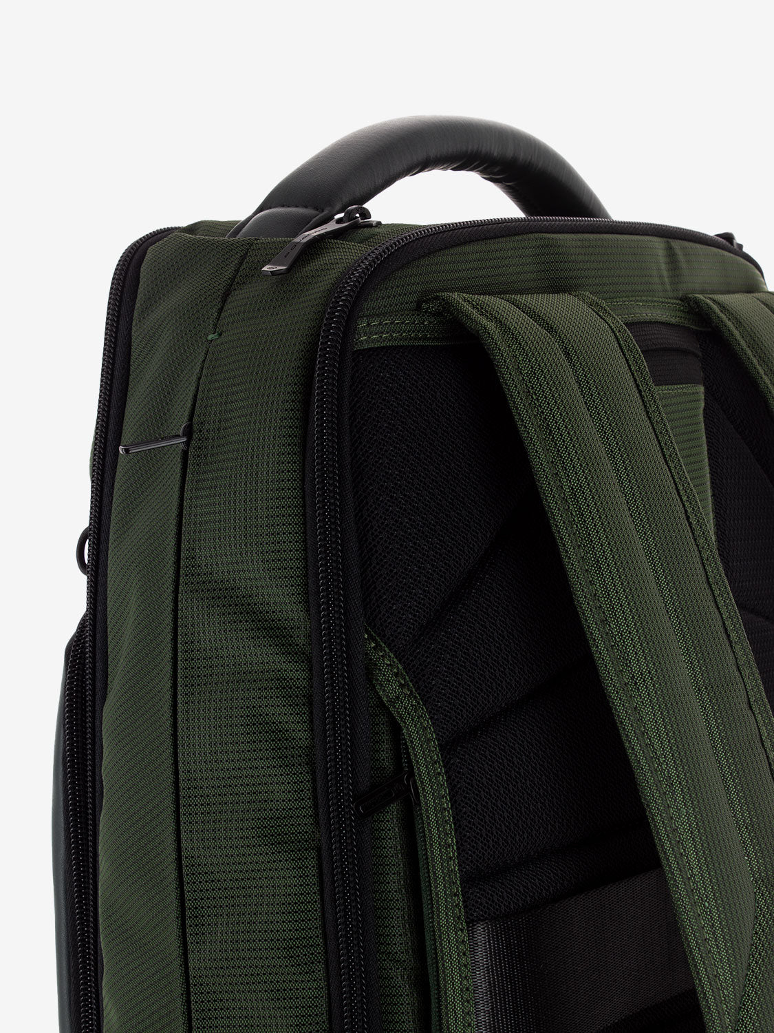 Zaino porta pc in tessuto e pelle vegana verde