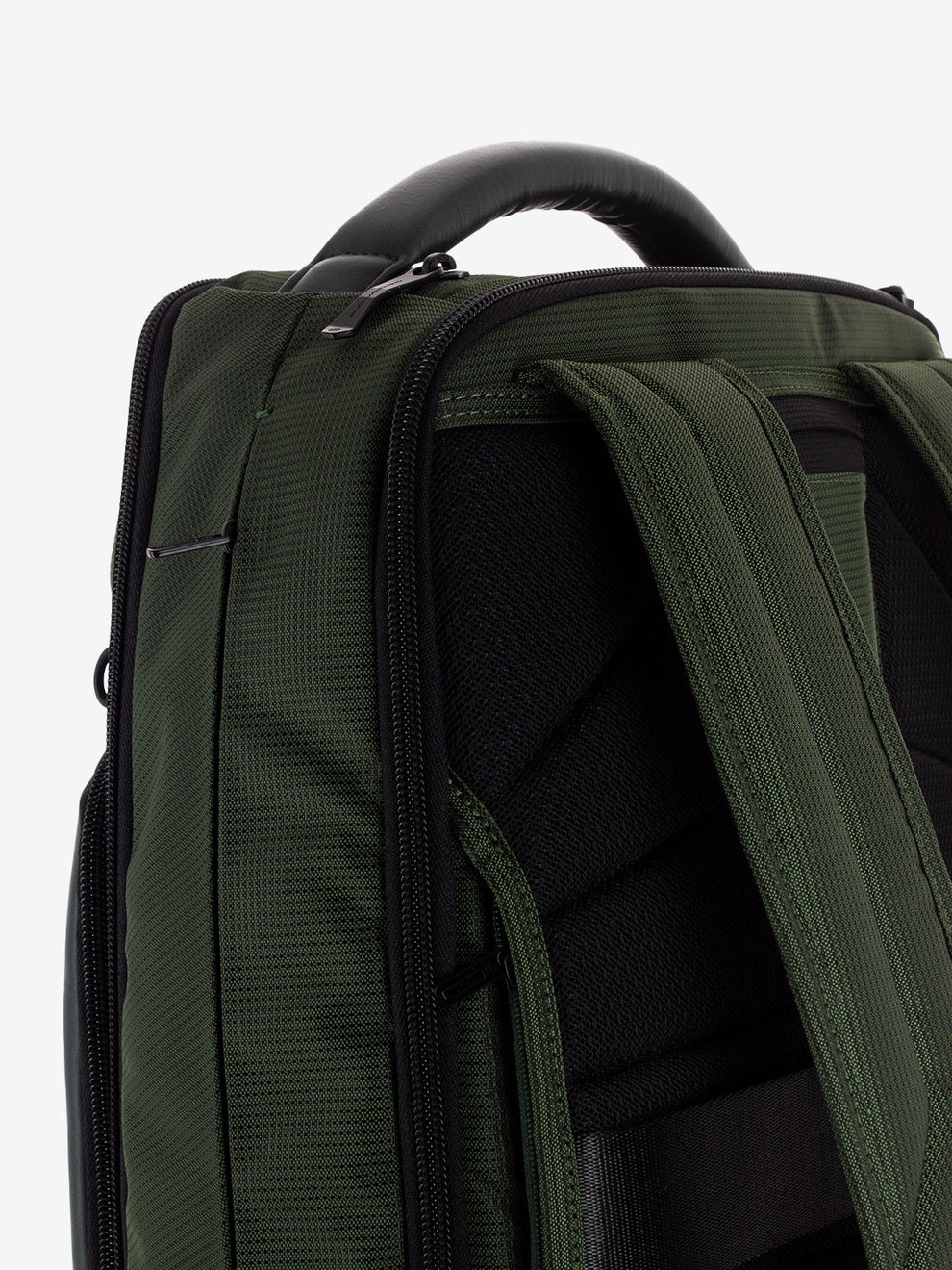 Zaino porta pc in tessuto e pelle vegana verde