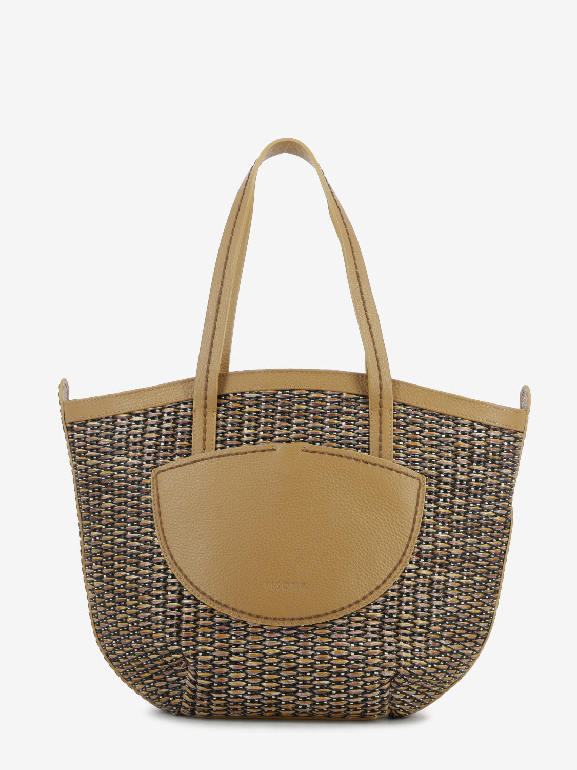 Borsa Cruise raffia e pelle quercia