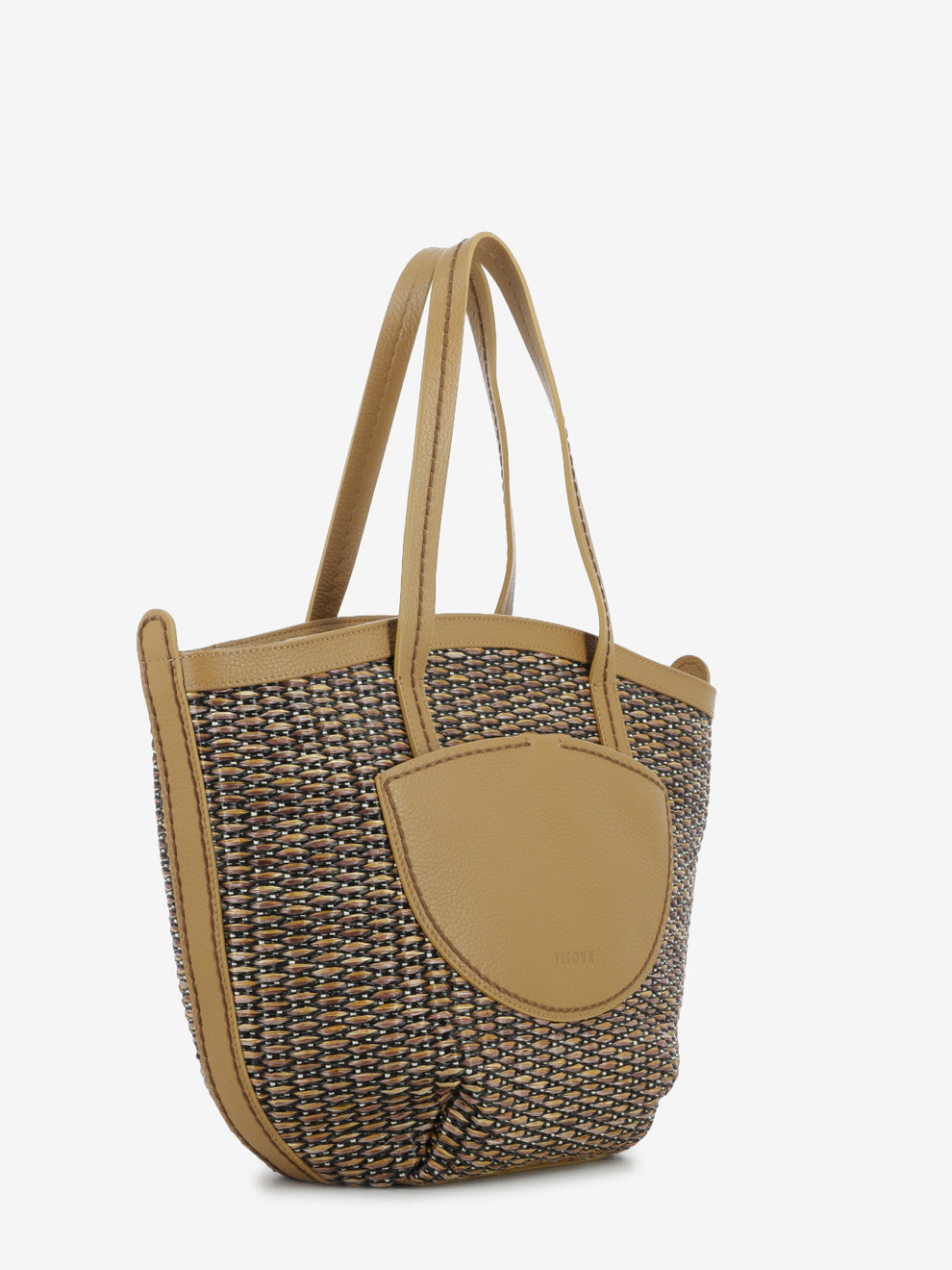 Borsa Cruise raffia e pelle quercia