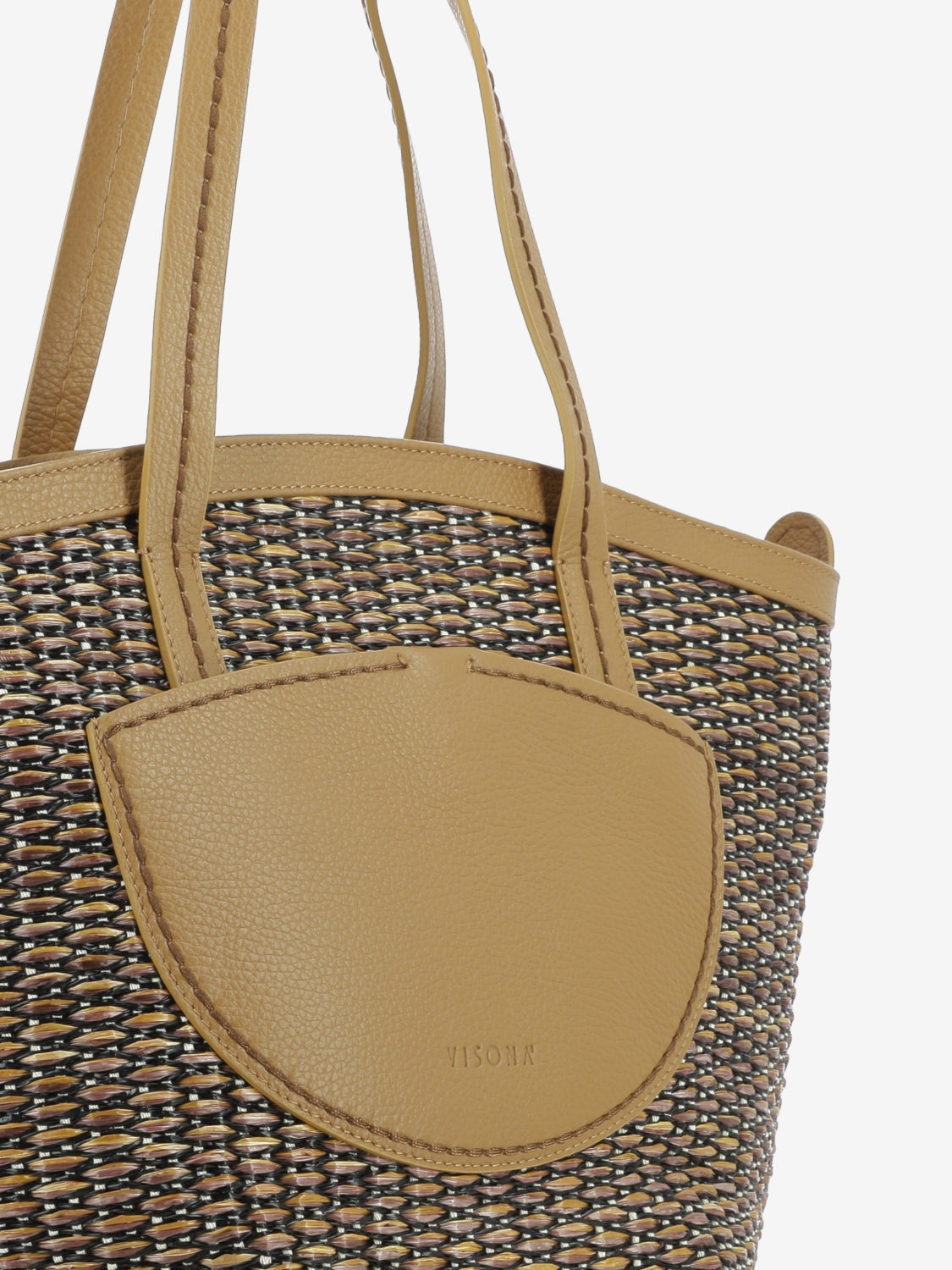 Borsa Cruise raffia e pelle quercia
