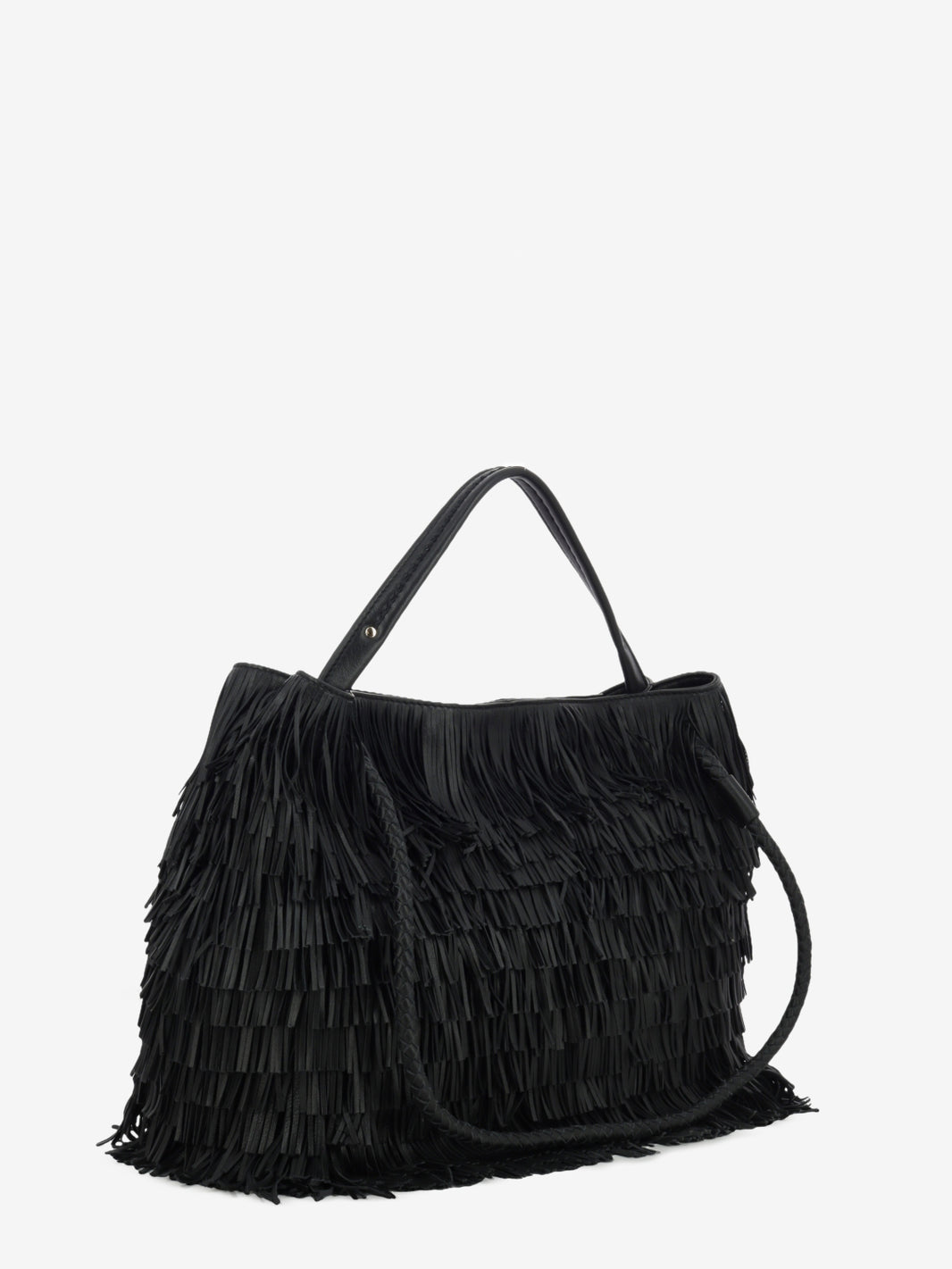 Diletta black fringed bag